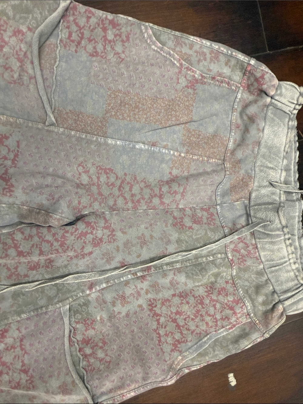 NEW Easel Patchwork Print Mineral Washed Terry Pants (Available S-3X) - Picture 2 of 2